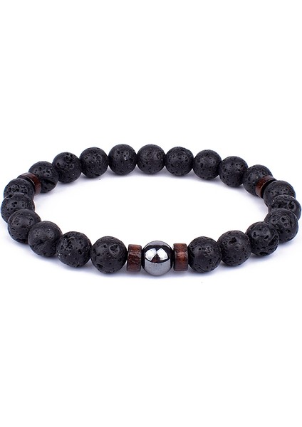 17CM Tarzı No.18 Beden Erkekler Için Volkanik Taş Bileklik Doğal Aytaşı Boncuklu Tibet Buda Bileklik Çakra Lav Taşlı Difüzör Bilezik Erkek Takı Hediye (Yurt Dışından)