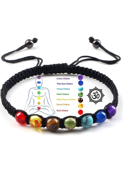 Kahve El Yapımı 7 Çakra Boncuklu Bilezik 6mm Doğal Taş Dize Örgülü Yoga Reiki Şifa Denge Bilezikler & Bilezikler Meditasyon Hediye (Yurt Dışından)