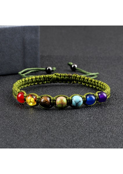 Kahve El Yapımı 7 Çakra Boncuklu Bilezik 6mm Doğal Taş Dize Örgülü Yoga Reiki Şifa Denge Bilezikler & Bilezikler Meditasyon Hediye (Yurt Dışından)
