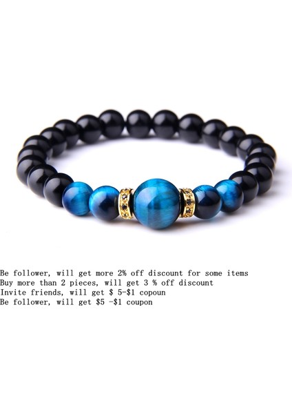 21CM Tarzı Saf Altın Rengi Doğal Taş Bileklik Erkek Kraliyet Mavi Kaplan Gözü Bileklik Sağlıklı Enerji Bileziği Moda Cz Şanslı Siyah Oniks Boncuk Pulsera (Yurt Dışından)