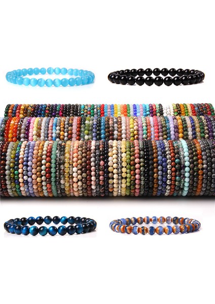 21CM Tarzı Slogan Doğal Taş Bilezikler 6mm Boncuklu Bilezikler Labradorit Kaplan Gözü Taşlı Şans Bilezikleri Kadınlar Için Takı Erkekler Için Pulsera (Yurt Dışından)