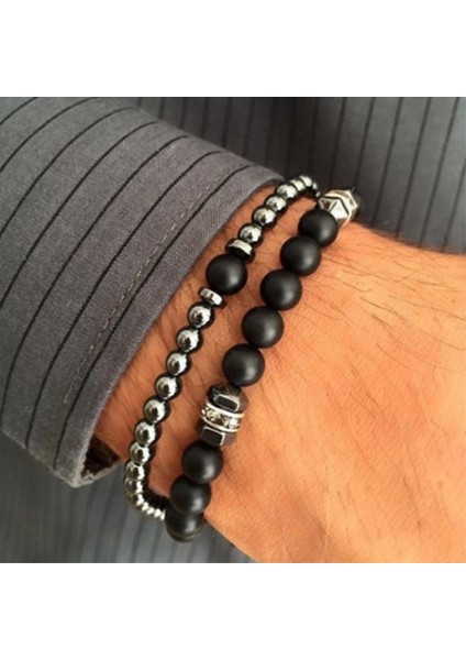 Pürüzsüz Siyah 6 mm Erkekler Için El Yapımı Hematit Bileklik Seti Lüks Kristal Kaplamalı Siyah Boncuklu Obsidyen Bileklik Bileklik Homme Hediye (Yurt Dışından) fiyatları