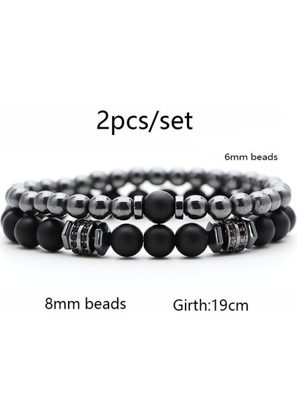 Pürüzsüz Siyah 6 mm Erkekler Için El Yapımı Hematit Bileklik Seti Lüks Kristal Kaplamalı Siyah Boncuklu Obsidyen Bileklik Bileklik Homme Hediye (Yurt Dışından) fırsatları