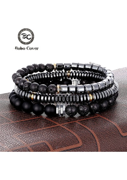 C72 Lüks ve Vintage Mat Hematit Boncuklu Erkek Bileklik Cool Geometri Taş Şans Bileklik Homme Pulseira (Yurt Dışından) fiyatları