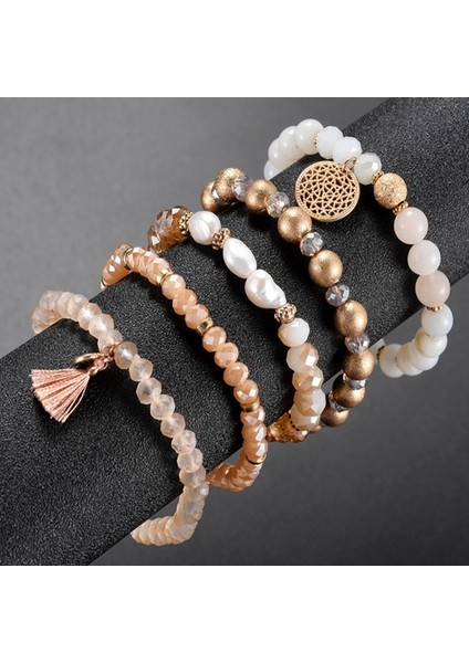 No.25 Boyutu Moda Kristal Boncuklu Elastik Bilezik Seti Kadın Kızlar Popüler Fasetli Cam Inci Boncuklu Püskül Bilezik El Yapımı Takı Hediye (Yurt Dışından) fiyatları