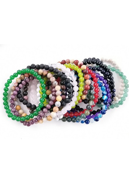 21CM Tarzı Rüya Rengi Oniks Kadın Erkek Kaplan Gözü Pembe Kristal Volkanik Taş Akik Doğal Boncuklu Yoga Esnek Bileklik - 6mm Minimalist Doğal Bilezik (Yurt Dışından) fiyatları