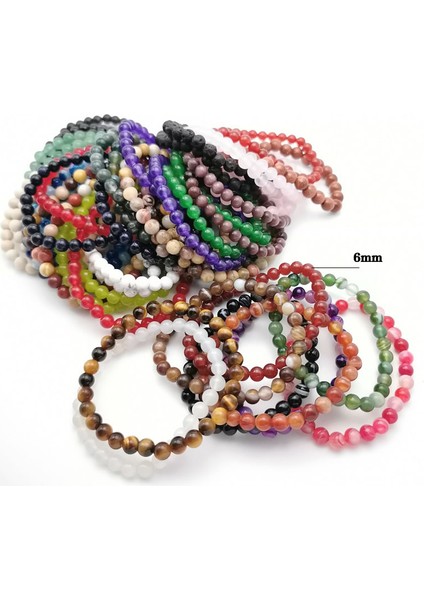 21CM Tarzı Rüya Rengi Oniks Kadın Erkek Kaplan Gözü Pembe Kristal Volkanik Taş Akik Doğal Boncuklu Yoga Esnek Bileklik - 6mm Minimalist Doğal Bilezik (Yurt Dışından) modelleri