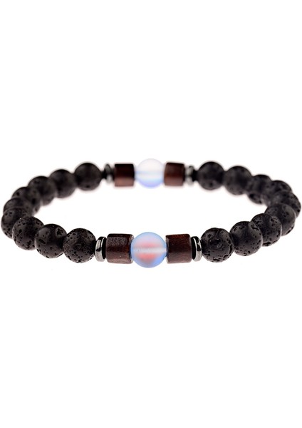383-X1 Amader Vintage Siyah Lav Taşı Bilezik Erkekler Meditasyon Doğal Ahşap Boncuk Bilezik Kadınlar Dua Takı Yoga (Yurt Dışından)