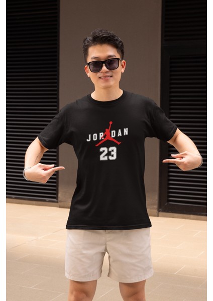M.jordan 23 Bisiklet Yaka Yüksek Kalite Baskılı Siyah T-Shirt
