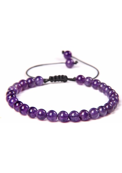 Ayarlanabilir Stil 4. Kalsedon Doğal Taş Ametist 6mm Boncuklu Bileklik Kadın Erkek Örme Bilezik Lapis Lazuli Mavi Mor Akik Meditasyon Takı (Yurt Dışından)