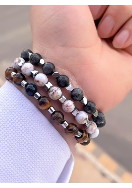 Nursaat 3 Lü Özel Tasarım Unisex Doğal Taş Bileklik Çakra, Turkuaz, Yeşim, Akik ve Sitrin Taşları 04 fiyatları