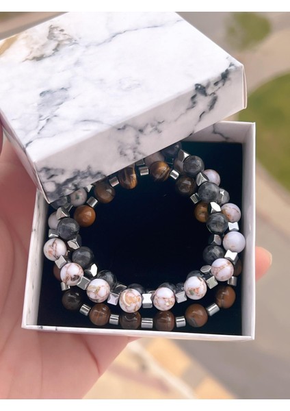 Nursaat 3 Lü Özel Tasarım Unisex Doğal Taş Bileklik Çakra, Turkuaz, Yeşim, Akik ve Sitrin Taşları 04 fırsatları