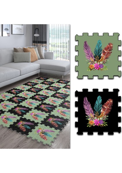 Dijital Baskılı Çiçek Desenli Mutfak-Oturma Odası-Salon Halısı/yapboz Halı/puzzle Halı/ Japon Halı