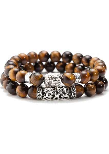 Kahverengi Sumeng Yeni ve Siyah Lava Taşı Tespih Buddha Erkek Boncuk Bileklik Kadınlar ve Erkekler Için Boncuklu Bilezik (Yurt Dışından)