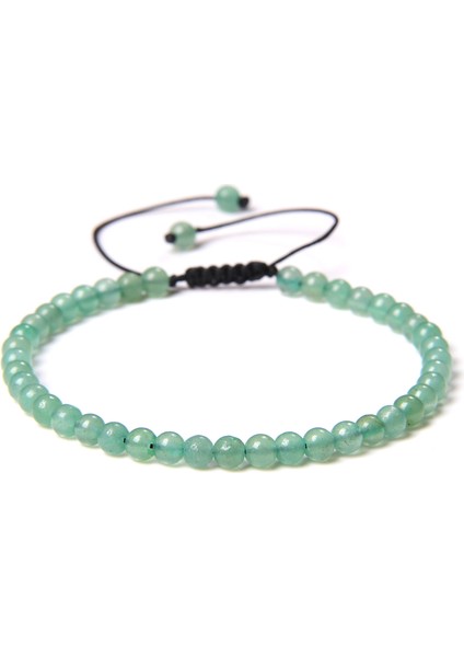 Yaklaşık 19CM Tarzı Koyu Altın 4 mm Doğal Yeşil Aventurin Taş Boncuklu Bileklik Erkekler Siyah Halat Örgü Bileklik Kadınlar Elastik Takı Cila Florit Taşlı Pulsera (Yurt Dışından)