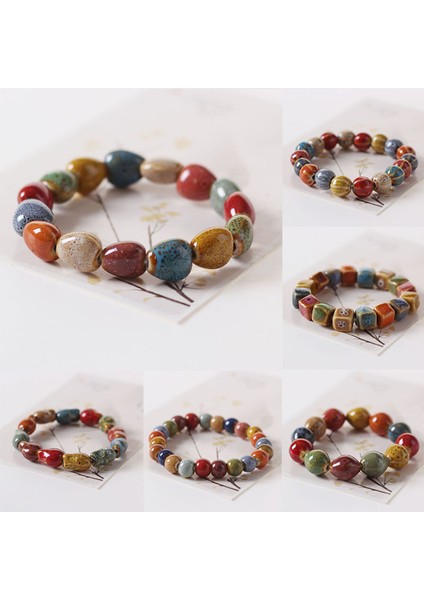 No.16 Boyutu Doreenbeads Ettyle Moda Glazür Seramik Boncuklu Zarif Bileklik Strand Bilezik Çok Renkli Esnek Sevgililer Hediyesi (Yurt Dışından) modelleri