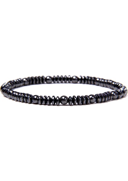 21CM Tarzı 20 (4mm) Klasik Esnek Bileklik Erkek Doğal Taş Boncuk Bileklik Sağlık Bakımı Manyetik Olmayan Hematit Bilezik Kadınlar Için Pulseira Takı (Yurt Dışından)