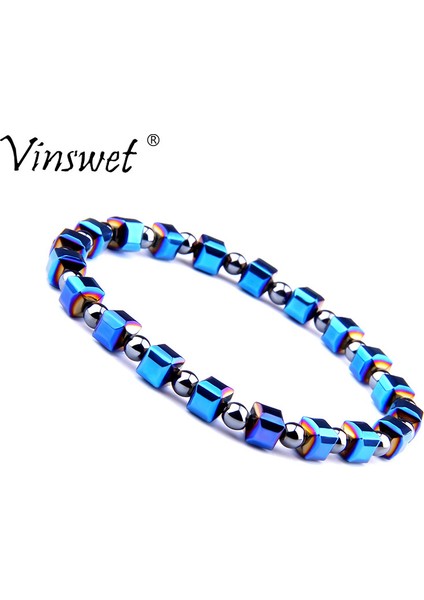 21CM Tarzı 20 (4mm) Klasik Esnek Bileklik Erkek Doğal Taş Boncuk Bileklik Sağlık Bakımı Manyetik Olmayan Hematit Bilezik Kadınlar Için Pulseira Takı (Yurt Dışından)