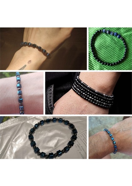 21CM Tarzı 20 (4mm) Klasik Esnek Bileklik Erkek Doğal Taş Boncuk Bileklik Sağlık Bakımı Manyetik Olmayan Hematit Bilezik Kadınlar Için Pulseira Takı (Yurt Dışından)