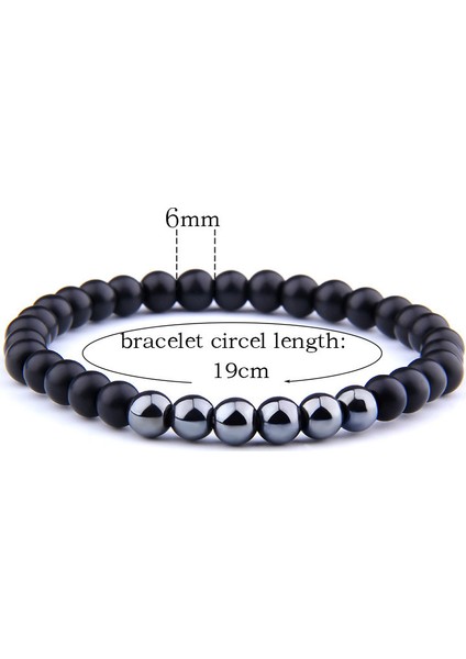 21CM Tarzı 20 (4mm) Klasik Esnek Bileklik Erkek Doğal Taş Boncuk Bileklik Sağlık Bakımı Manyetik Olmayan Hematit Bilezik Kadınlar Için Pulseira Takı (Yurt Dışından)