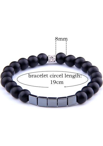 21CM Tarzı 20 (4mm) Klasik Esnek Bileklik Erkek Doğal Taş Boncuk Bileklik Sağlık Bakımı Manyetik Olmayan Hematit Bilezik Kadınlar Için Pulseira Takı (Yurt Dışından)