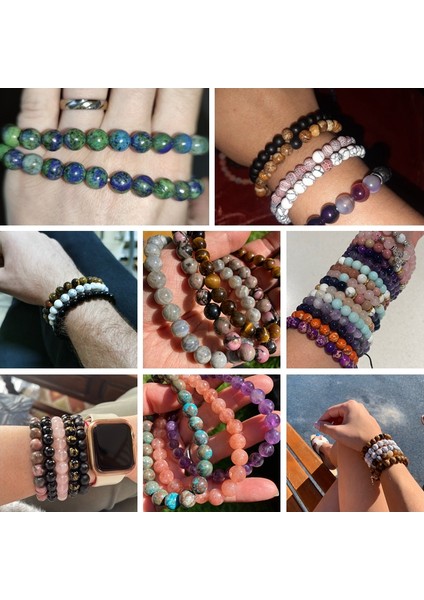 19CM Tarzı Harita Taşı Doğal Taş Boncuklu Bileklik Erkekler 8mm Yuvarlak Güneş Taşı Kuvars Kristal Boncuklar Şifa Yoga Bileklik Kadınlar Erkekler Için Çakra Takı (Yurt Dışından)