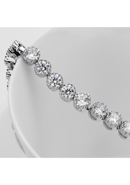 18CM Lüks 4mm Yuvarlak Cz Gümüş Renkli Elde Tenis Bileziği ve Bilezikler Kadınlar Takı Düğün Sevgililer Günü Hediyesi (Yurt Dışından) modelleri