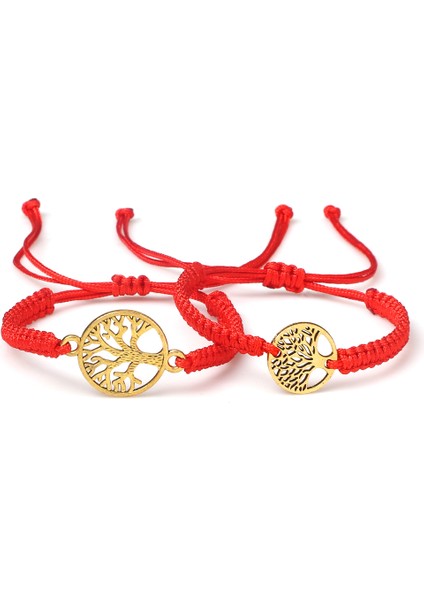 Stil 5 Kırmızı Siyah Hayat Ağacı Iplik Bileklik Erkek El Dokuması Örme Ayarlanabilir Tibetli Budist Bilezik Kadın Sevgili Takı Hediye (Yurt Dışından)