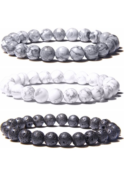 23CM Tarzı Lav Doğal Siyah Lav Taşı Boncuklu Erkek Bileklik Moda Beyaz Turkuaz Boncuklu Bilezik Kadın Erkek Takı Pulseira Hombres (Yurt Dışından) modelleri