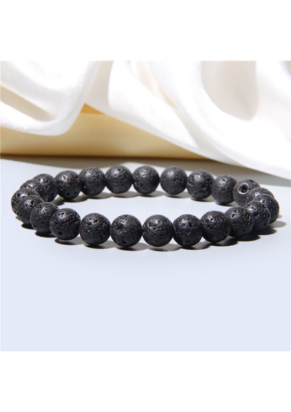 23CM Tarzı Lav Doğal Siyah Lav Taşı Boncuklu Erkek Bileklik Moda Beyaz Turkuaz Boncuklu Bilezik Kadın Erkek Takı Pulseira Hombres (Yurt Dışından) fırsatları
