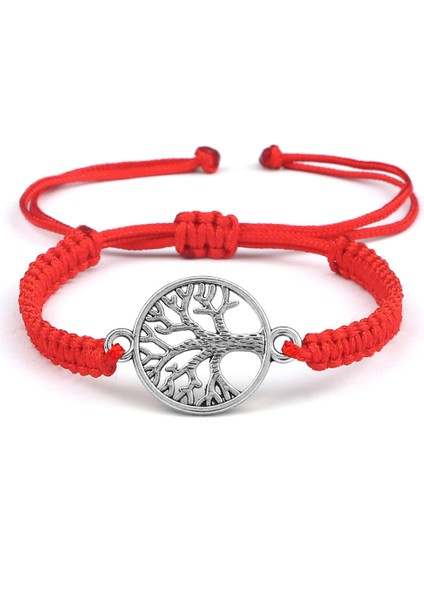 Stil 19 Kırmızı Siyah Hayat Ağacı Iplik Bileklik Erkek El Dokuması Örme Ayarlanabilir Tibetli Budist Bilezik Kadın Sevgili Takı Hediye (Yurt Dışından)