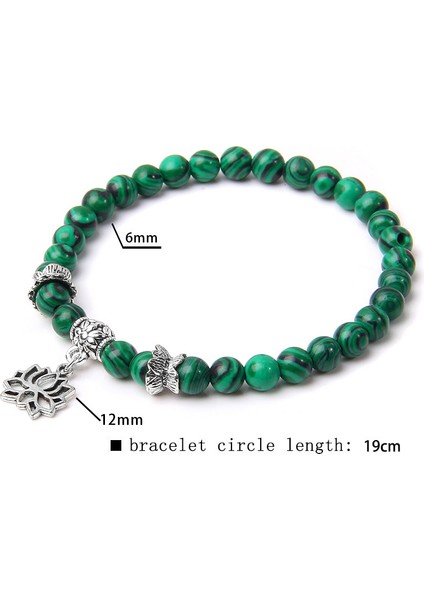 21CM Tarzı Shou Shan Taş 6mm Malahit Taş Bilezik Doğal Taş Lila Boncuk Bilezik Gümüş Renk Lotus Şans Kolye Bilezik Kadın Erkek Takı Hediye (Yurt Dışından) modelleri