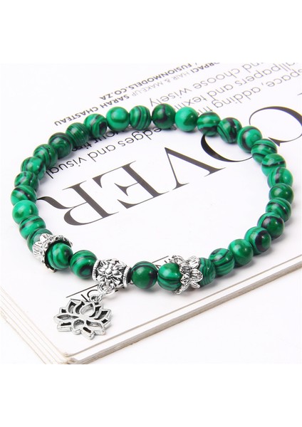 21CM Tarzı Shou Shan Taş 6mm Malahit Taş Bilezik Doğal Taş Lila Boncuk Bilezik Gümüş Renk Lotus Şans Kolye Bilezik Kadın Erkek Takı Hediye (Yurt Dışından) indirimleri