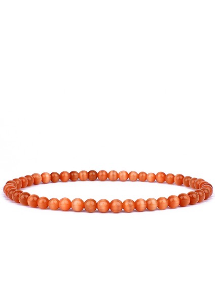 4MMBEADS-19CM Tarzı Kedi Gözü12 Doğal Yuvarlak Akik Oniks Taş Esnek Bileklik Kadın Erkek El Yapımı Yoga Takıları (Yurt Dışından)