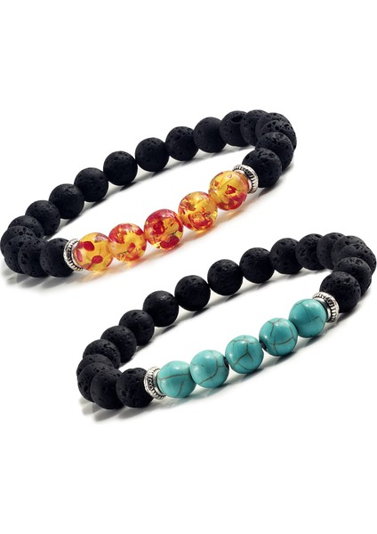 Elma Yeşili Doğal Volkanik Taş Bilezik Şans Kadınlar Çakra Dengesi Boncuk Erkekler Siyah Lav Taşları Strand Bilezik Moda Buddha Takı (Yurt Dışından)