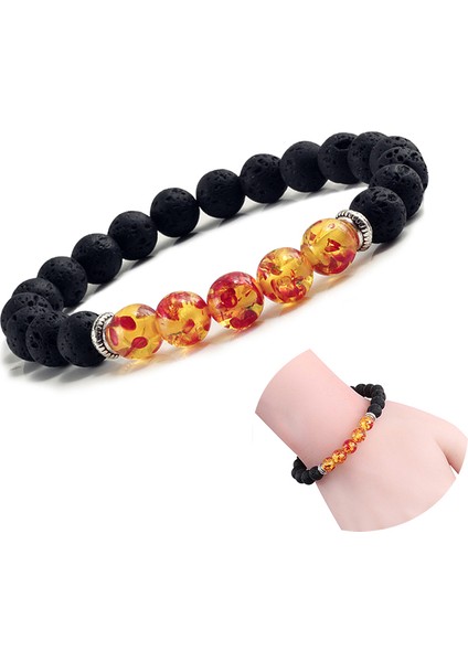 Elma Yeşili Doğal Volkanik Taş Bilezik Şans Kadınlar Çakra Dengesi Boncuk Erkekler Siyah Lav Taşları Strand Bilezik Moda Buddha Takı (Yurt Dışından)