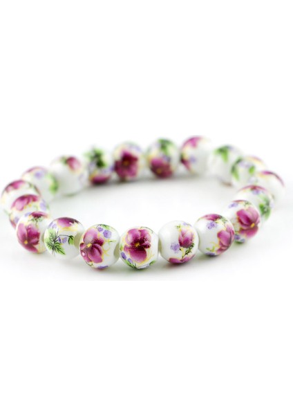 Kırmızı Şakayık Çiçeği Mavi ve Beyaz Porselen Boncuklu Zincir Bilezik Ol Tarzı Seramik Aksesuarlar Hediye Fabrikası Üretimi (Yurt Dışından)