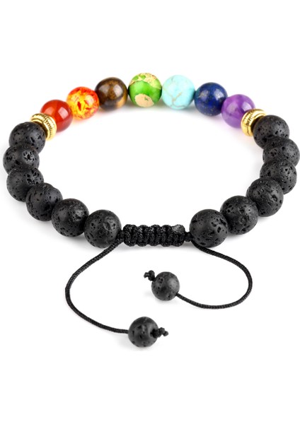 Lav Taşı Erkek Kadınlar Için Ayarlanabilir 7 Çakra Doğal Lava Taşı Bilezik Kaplan Gözü El Yapımı Örgü Yoga Denge Buddha Dua (Yurt Dışından) fiyatları