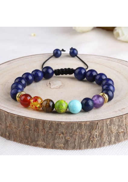 Lav Taşı Erkek Kadınlar Için Ayarlanabilir 7 Çakra Doğal Lava Taşı Bilezik Kaplan Gözü El Yapımı Örgü Yoga Denge Buddha Dua (Yurt Dışından) modelleri