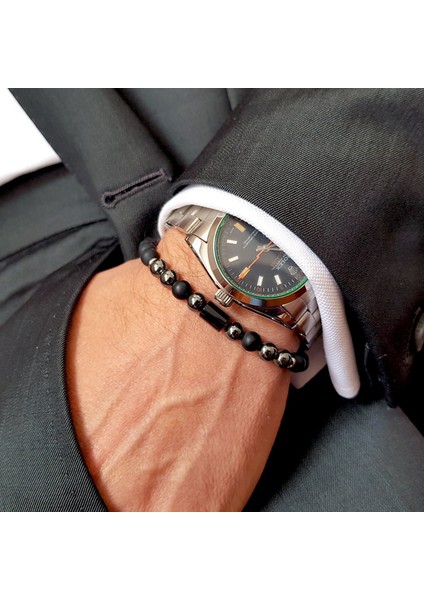 2 Pürüzsüz 2020 Yeni Moda Bileklik Erkekler Basit Lüks Geometrik Sütun Taş Boncuklu El Yapımı Bilezikler Erkek Takılar Erkek (Yurt Dışından) modelleri