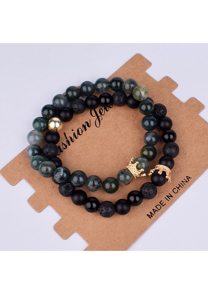 23CM Tarzı No.23 Boyutu Taş Boncuk Bileklik Çifti Hediye Arkadaşlar Takı Erkek Setleri Taç Kadın Bilezik Doğal Taş Boncuklu Bilezik Çift Bileziği (Yurt Dışından)