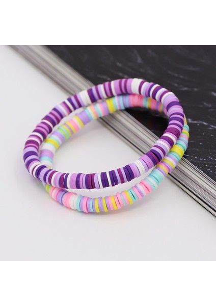 B110AS Kadın Bileklik Çok Katmanlı Kombinasyon Renkli Kil Boncuk Boho Bilezik Plaj El Takısı Bayan Kız Hediyesi (Yurt Dışından) fiyatları