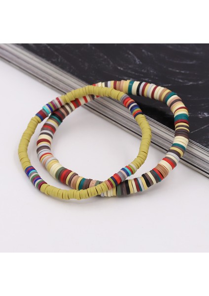 B110AS Kadın Bileklik Çok Katmanlı Kombinasyon Renkli Kil Boncuk Boho Bilezik Plaj El Takısı Bayan Kız Hediyesi (Yurt Dışından) indirimleri