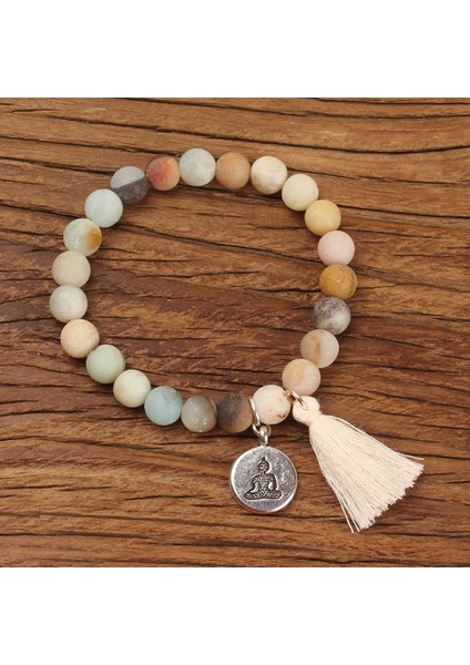 Toz Kristal Doğal Taş Lotus Buddha Şans Mala Bileklik ile Püskül Türk Mavisi Boncuk Bilezikler Kadınlar Yoga Dua Bileziği Budist (Yurt Dışından) fiyatları
