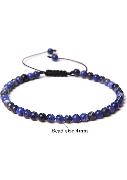 Benekli Taş 4mm Mini Enerji Bileklik Doğal Taş Lapis Lazuli Akik Boncuk Yoga Örme Bilezik Ayarlanabilir Kadınlar ve Erkekler Için El Yapımı Takı (Yurt Dışından)