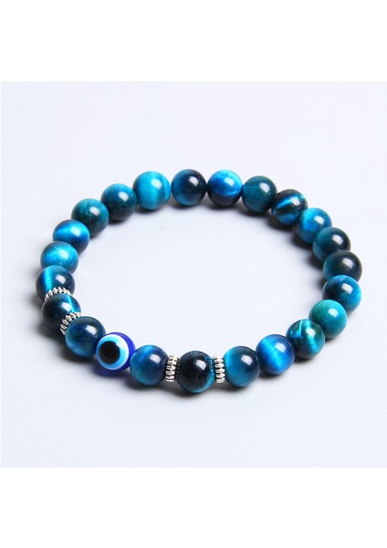 19CM Tarzı 1 Siyah Lav Erkek Kadın Şanslı Mavi Yunan Türk Şeytan Kötü Göz Bilezik Takı Erkek Doğal Tibet Lav Kaplan Göz Taşı Bilezik 8mm (Yurt Dışından) fırsatları