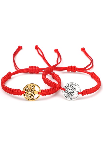 Stil 15 Kırmızı Siyah Hayat Ağacı Iplik Bileklik Erkek El Dokuması Örme Ayarlanabilir Tibetli Budist Bilezik Kadın Sevgili Takı Hediye (Yurt Dışından)