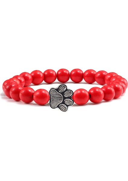Siyah Lav Doğal Mat Siyah Lav Taşı Pati Baskısı Şans Bilekliği Homme Femme Evcil Hayvan Anma Kedi Köpek Severler Takı Bilezikler Hediye (Yurt Dışından) modelleri