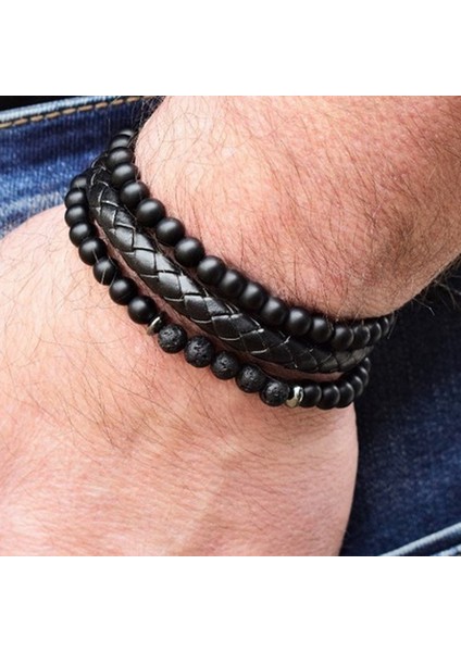 Xl - 215 mm Stili Stil 10 Erkek Doğal Taş Boncuk Paslanmaz Çelik Taç Aslan Bileklik Kadınlar Için En Iyi Arkadaşlar Hediyesi Moda Takı (Yurt Dışından)