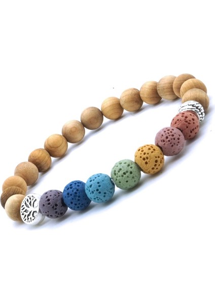 17CM Tarzı J Ahşap Lav Boncukları Yaşam Ağacı 8mm Renkli Yedi Çakra Siyah Lav Taşı Bileklik Kendin Yap Aromaterapi Esansiyel Yağ Difüzör Bileklik Yoga Takı (Yurt Dışından)